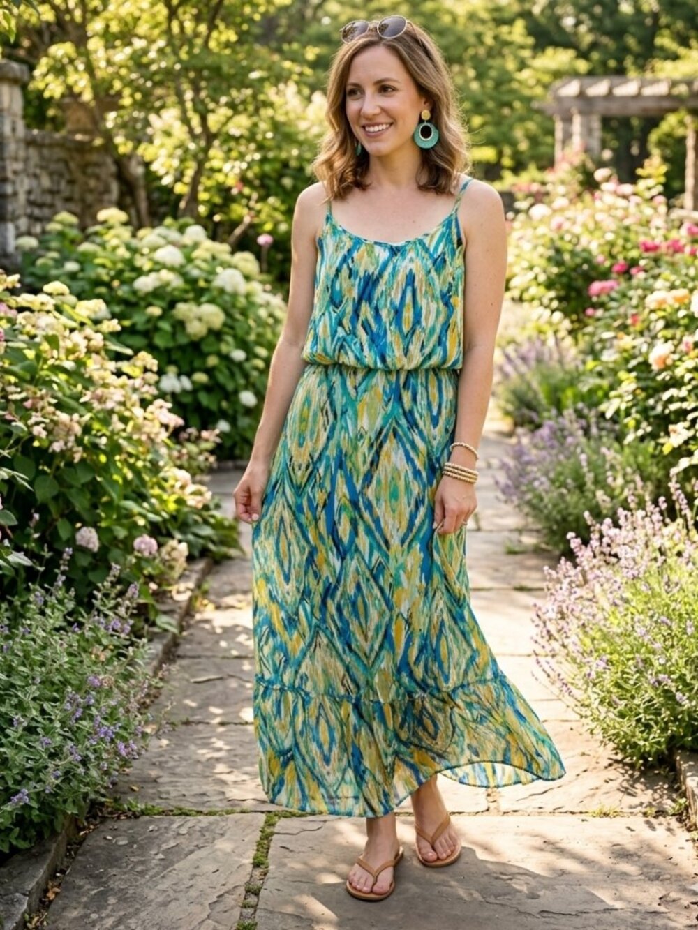 Emma & Michele Patterned Colourful Maxi Dress